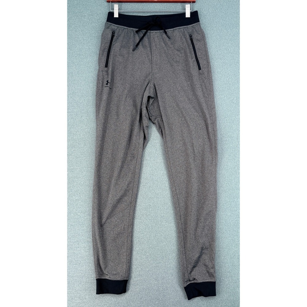 Under Armour Women Medium Tall Gray Armour Fleece Joggers Sweatpants Zip Pockets